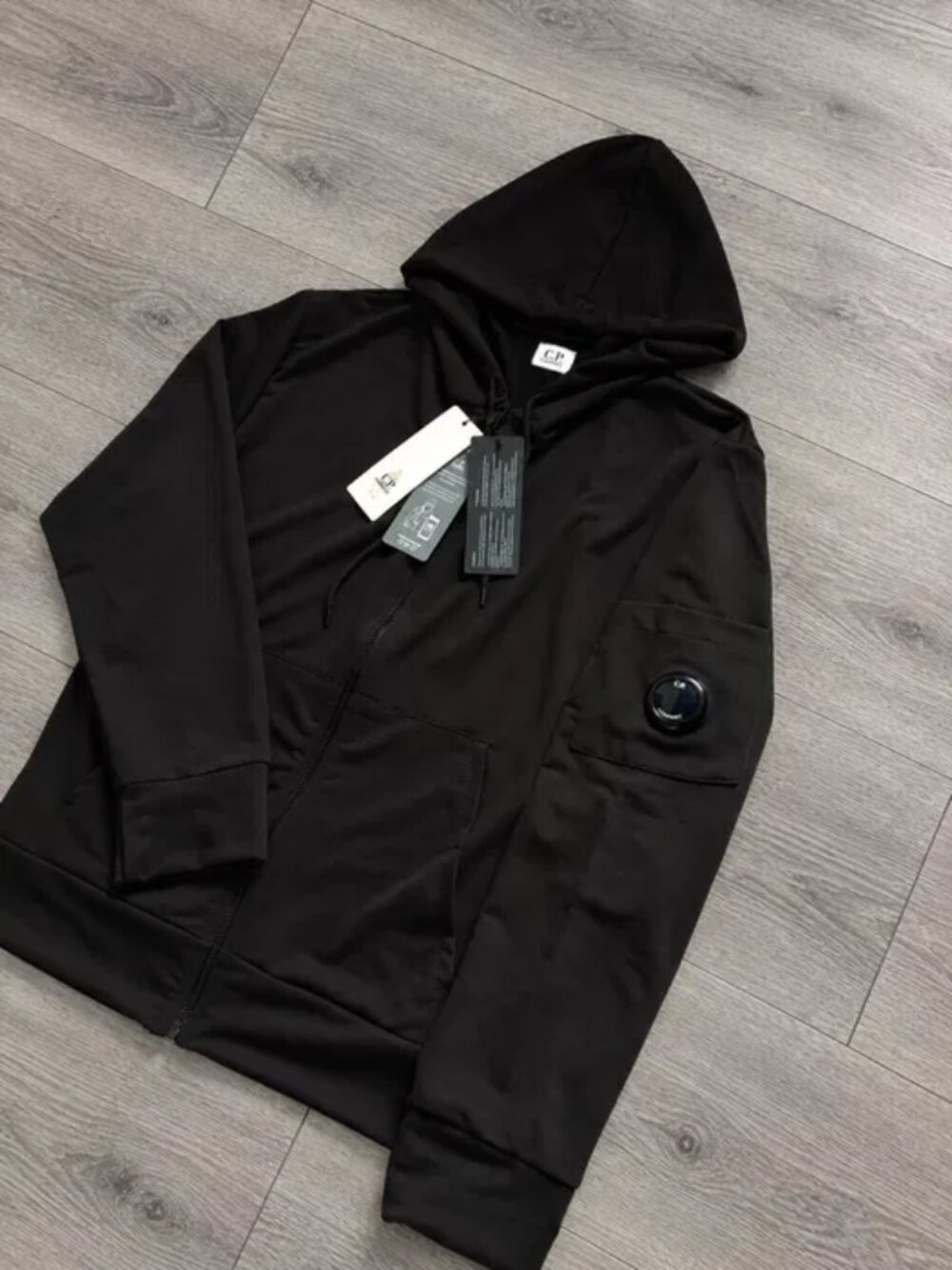 CP company zip hoodie black
